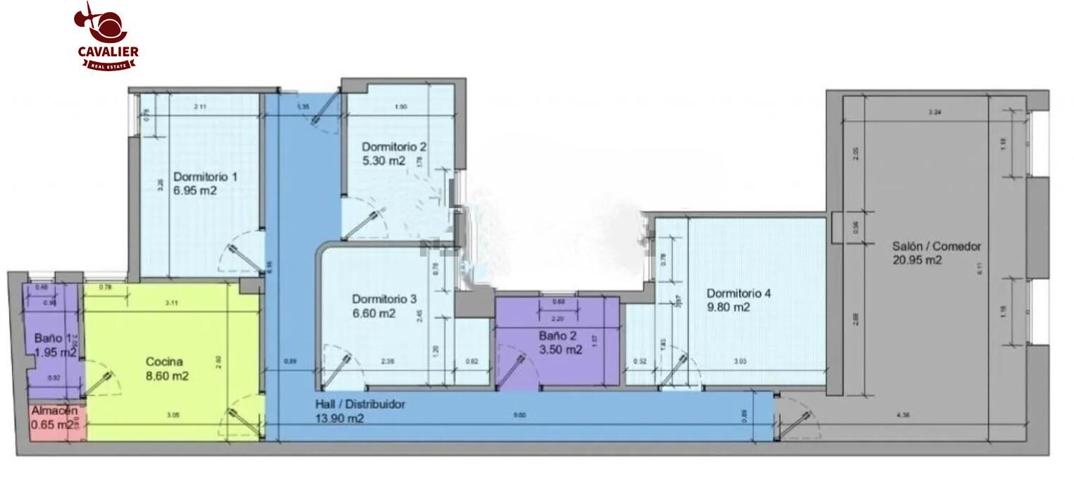 Piso de 104m2 con 4 dormitorios y 2 baños en 4ª planta de edificio clásico con ascensor photo 0