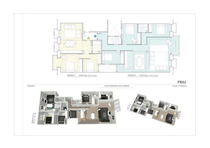 San Sebastián. Centro. Calle Prim. Piso alto, ascensor. 74 m2 construidos. 65 m2 útiles. 2 habitaciones, salón, cocina, baño. Ext photo 0