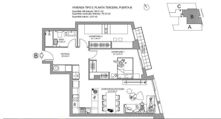 PISO CENTRICO DE DOS HABITACIONES NUEVO photo 0