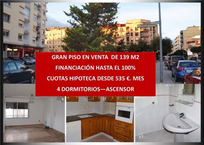 FINANCIACIÓN HASTA 100%, GRAN PISO DE 139 M2 VENTA, 4 DORMITORIOS, CUOTAS DESDE 535 € AL MES. photo 0