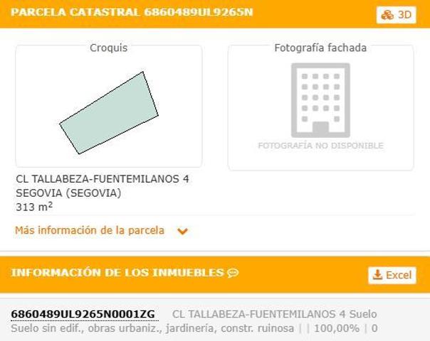 Terreno en venta en Fuentemilanos de 313 m2 photo 0