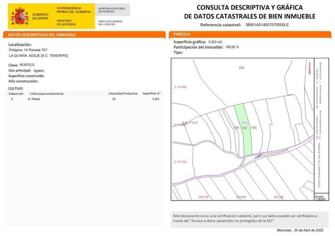 Terreno en venta en Adeje, Las Moraditas photo 0