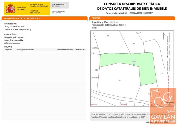 Terreno en venta en Ajalvir de 10377 m2 photo 0