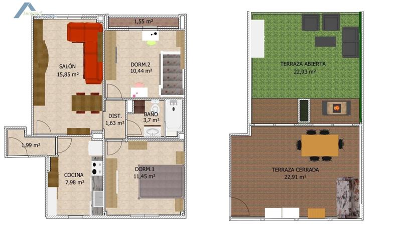 VIVIENDA AMUEBLADA 2 DORM. CON TERRAZA DE 45M2 photo 0