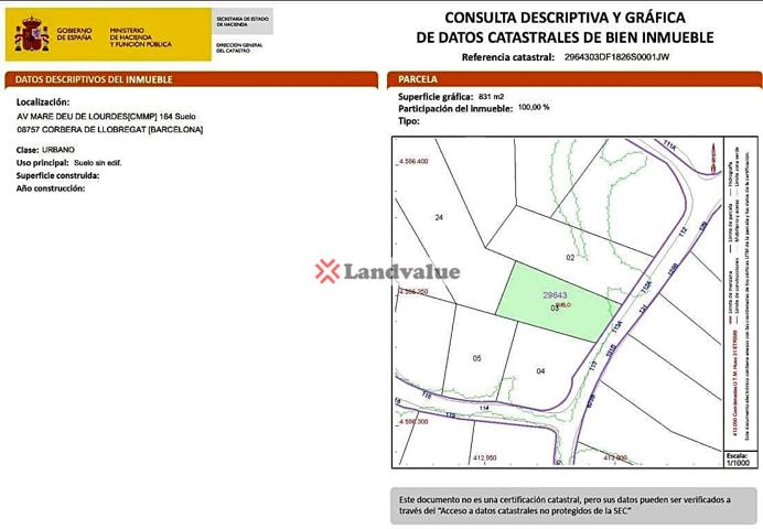 Terreno en venta en Corbera de Llobregat de 810 m2 photo 0