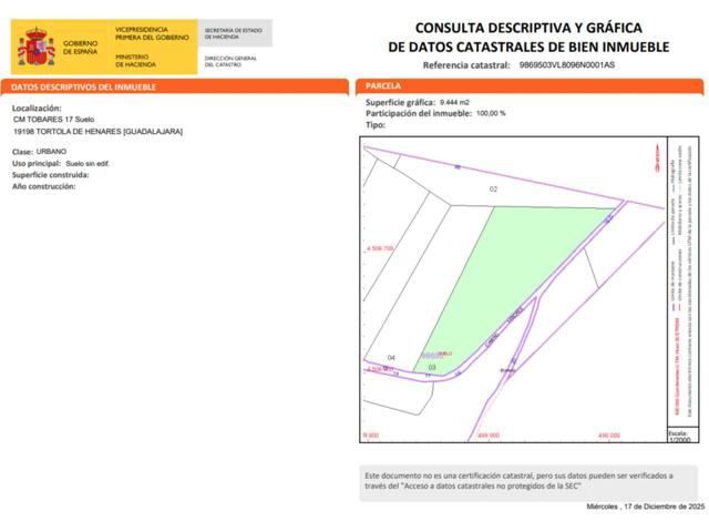 Terreno en venta en Camino Tobares 17, Tortola de Henares photo 0