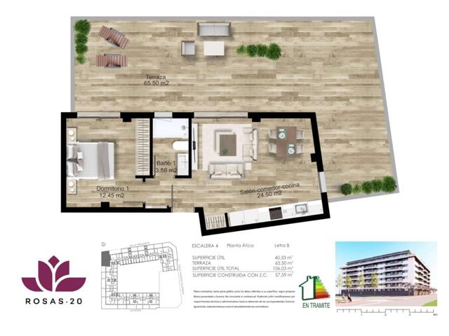 ES-PEC-TA-CU-LAR ÁTICO DE 1 DORMITORIO QUE LO TIENE TODO Y TERRAZÓN DE 65,50 M2 CON DOBLE ORIENTACIÓN. photo 0